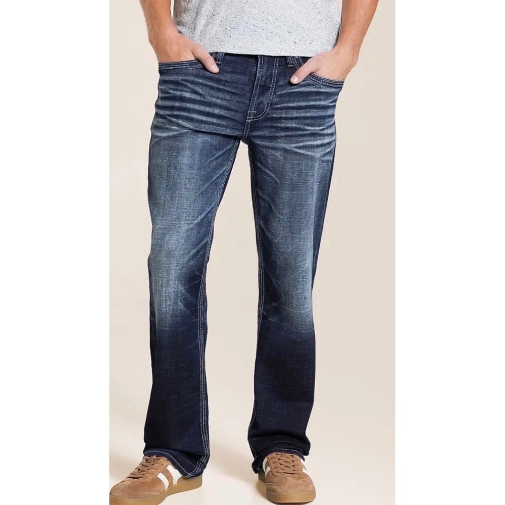 Salvage Mayhem Straight Mens Jeans 27x32 Dark‎ Wash Distressed Coolmax Denim